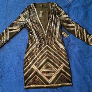 New Express Dress | Gometric Sequin| Black and White| Size L